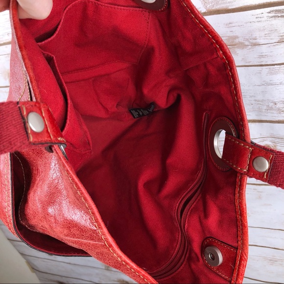 Fossil red leather hobo shoulder bag purse - Picture 5 of 8